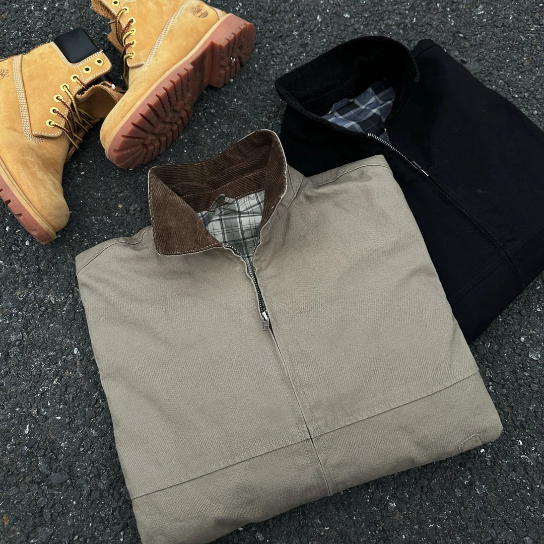 周末早起 美式复古vintage底特律夹克重棉磅帆布外套短宽上衣男士