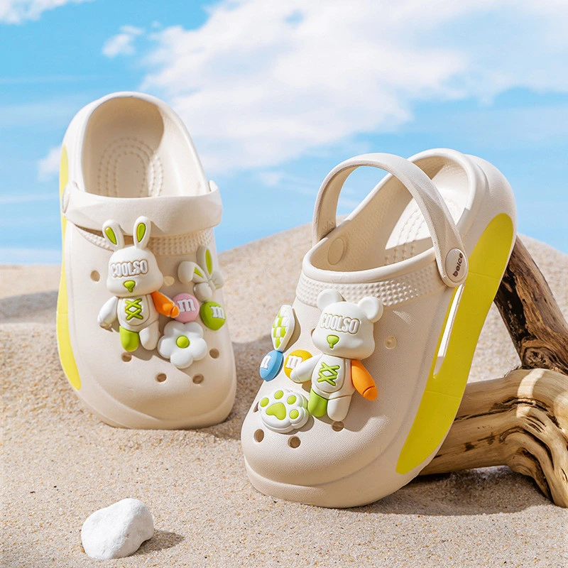 儿童洞洞鞋夏男女童家居防滑凉拖鞋小孩外穿包头拖鞋中大童沙滩鞋