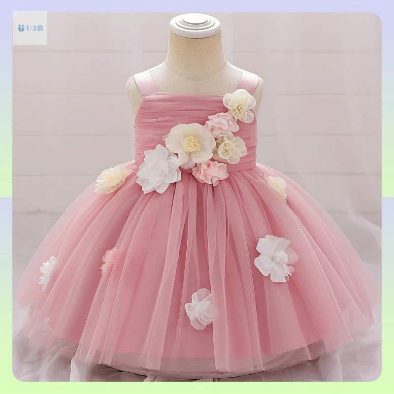 女童礼服绿色森系公主裙贴花生日宴会花童连衣裙夏季宝宝派对裙