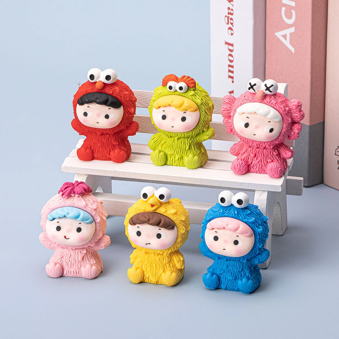 炸毛芝麻欧仔萌粒公仔摆件 创意DIY树脂可爱治愈系摆设手工