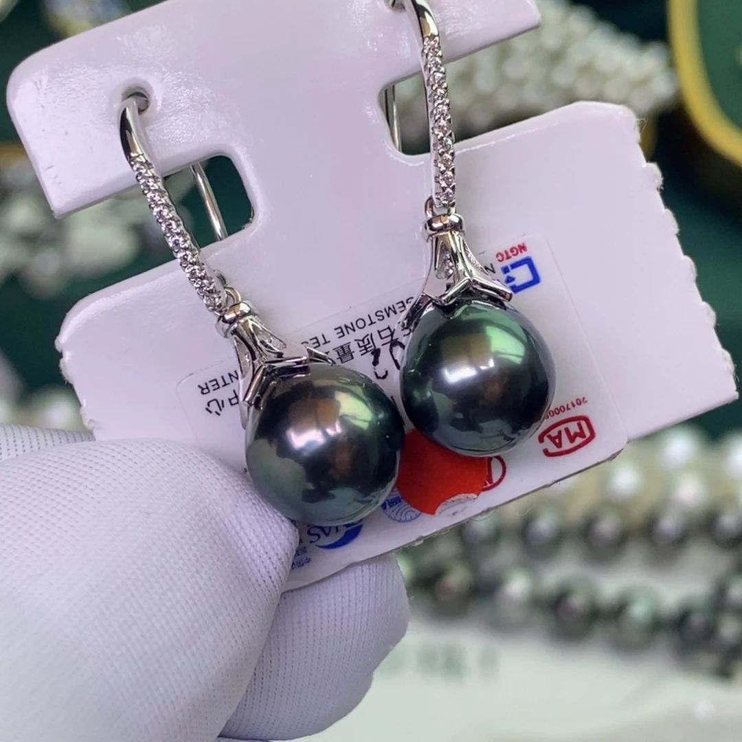 银S925镶嵌海水珍珠耳饰