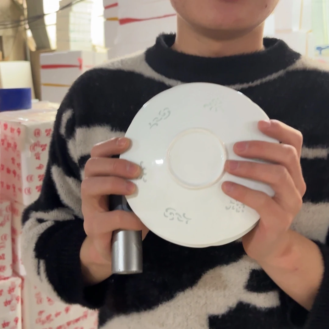 陶瓷6.5英寸影青仿宋葵口吐骨碟4只微瑕