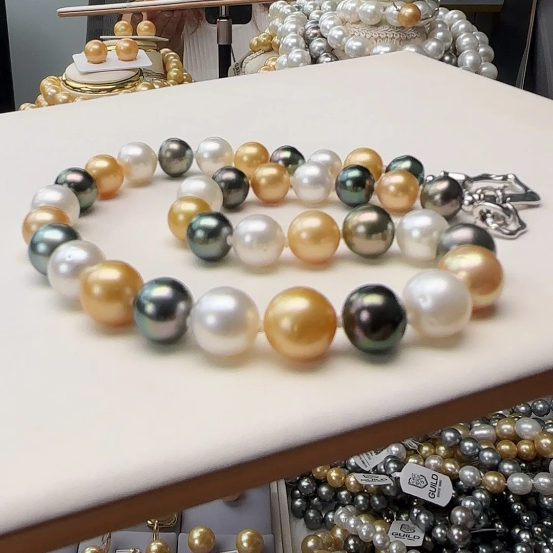 颈饰银S925镶嵌海水珍珠荷*