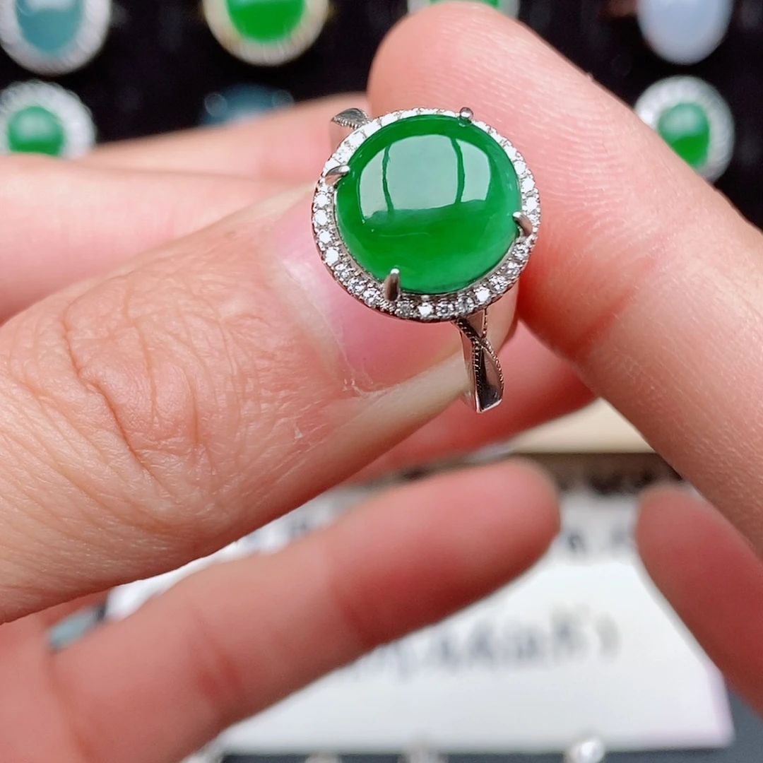 翡翠戒指银S925镶嵌8905542355