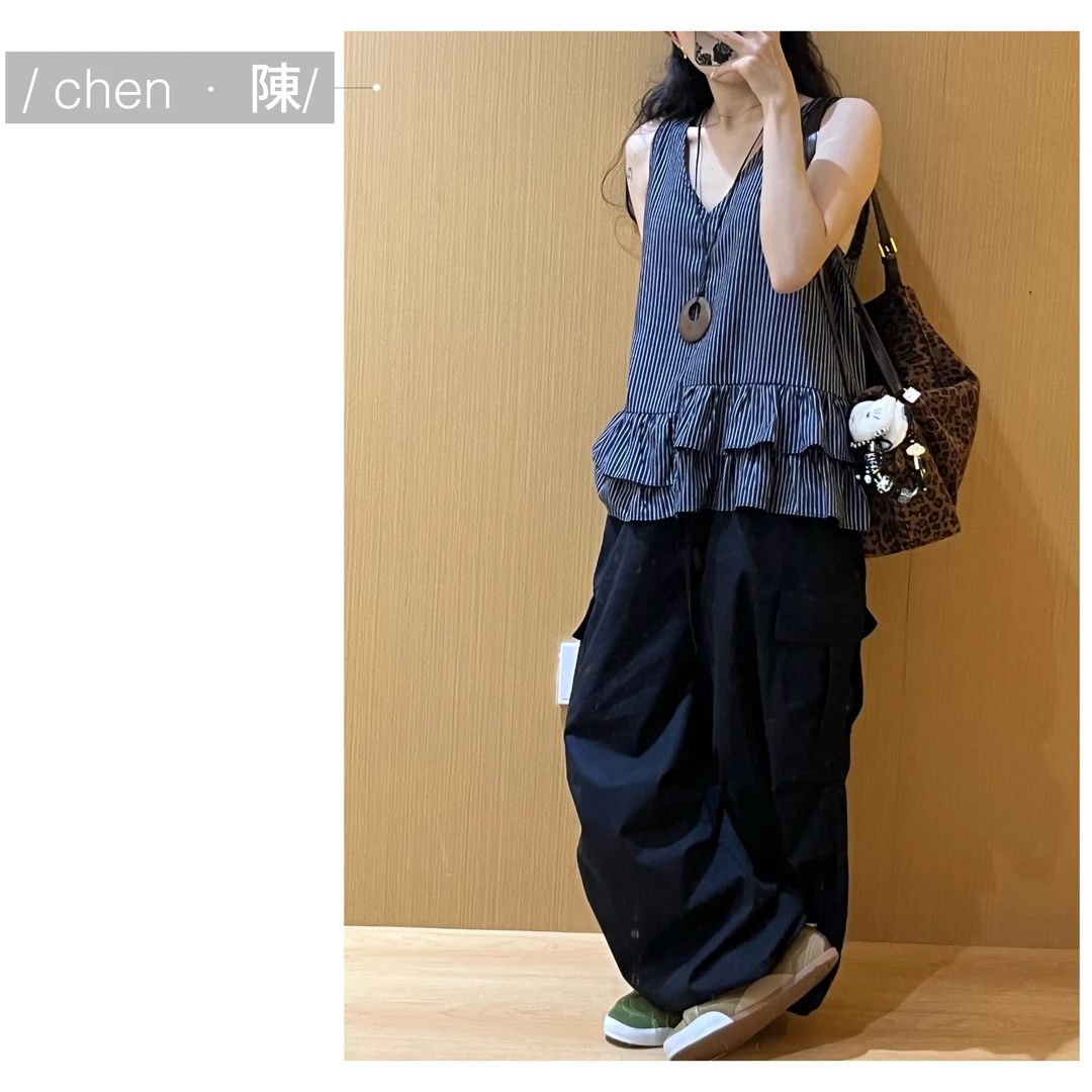chen·陳韩系【V领荷叶边】无袖小衫上衣
