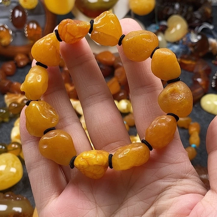 琥珀未镶嵌裸石海漂手串