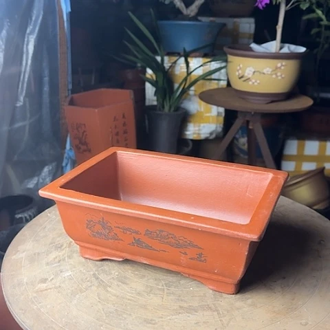 紫砂红色马槽26+26花盆