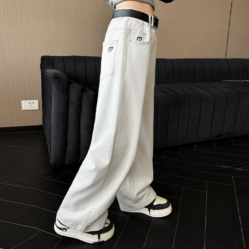 女童直筒休闲裤春季2025新款中大童垂感洋气阔腿裤百搭时尚长裤子