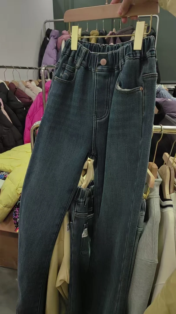 泡妈童装  2024冬季保暖儿童男童女童一体筒喇裤26110