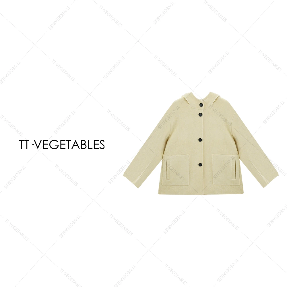 噢芬/小个子 【初瑜】羊绒连帽毛呢外套秋冬休闲风黄色大衣521035