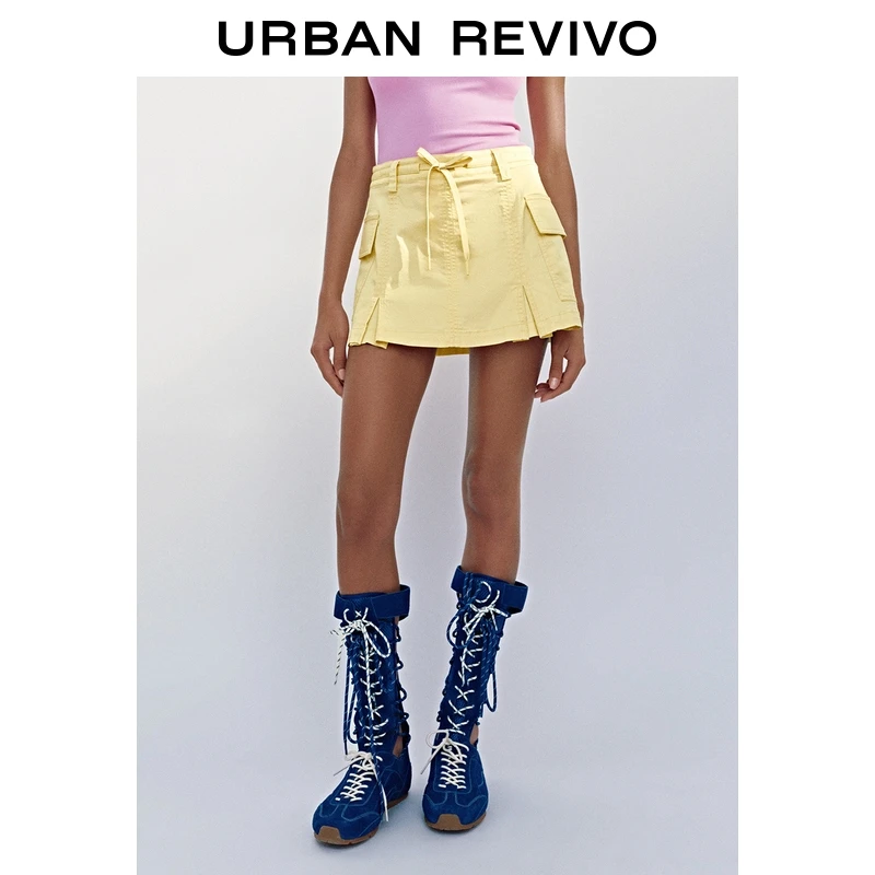 UR2025秋季新款女装时尚休闲工装风贴袋短款半裙UYY550034+