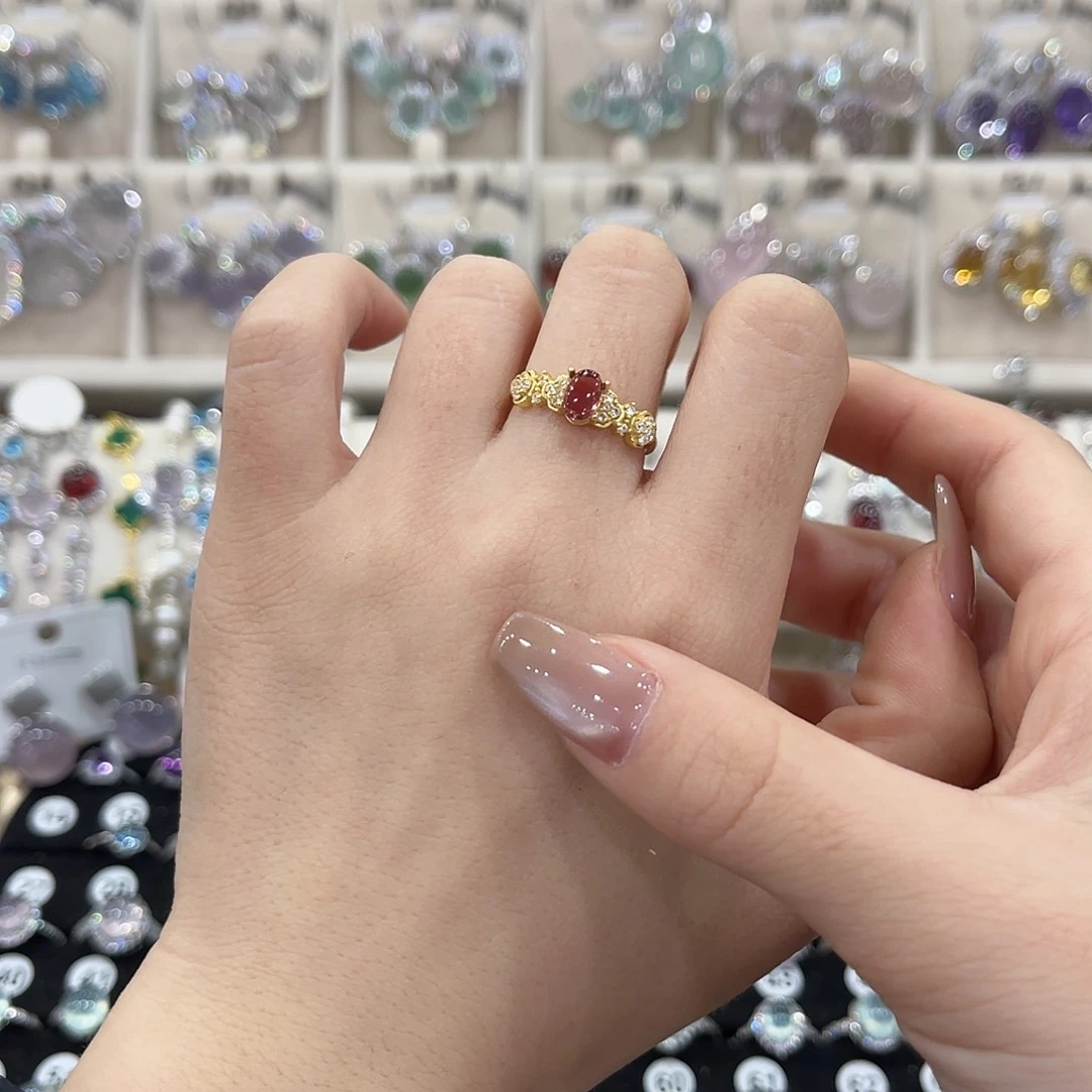 蛇纹石玉银S925镶嵌戒指