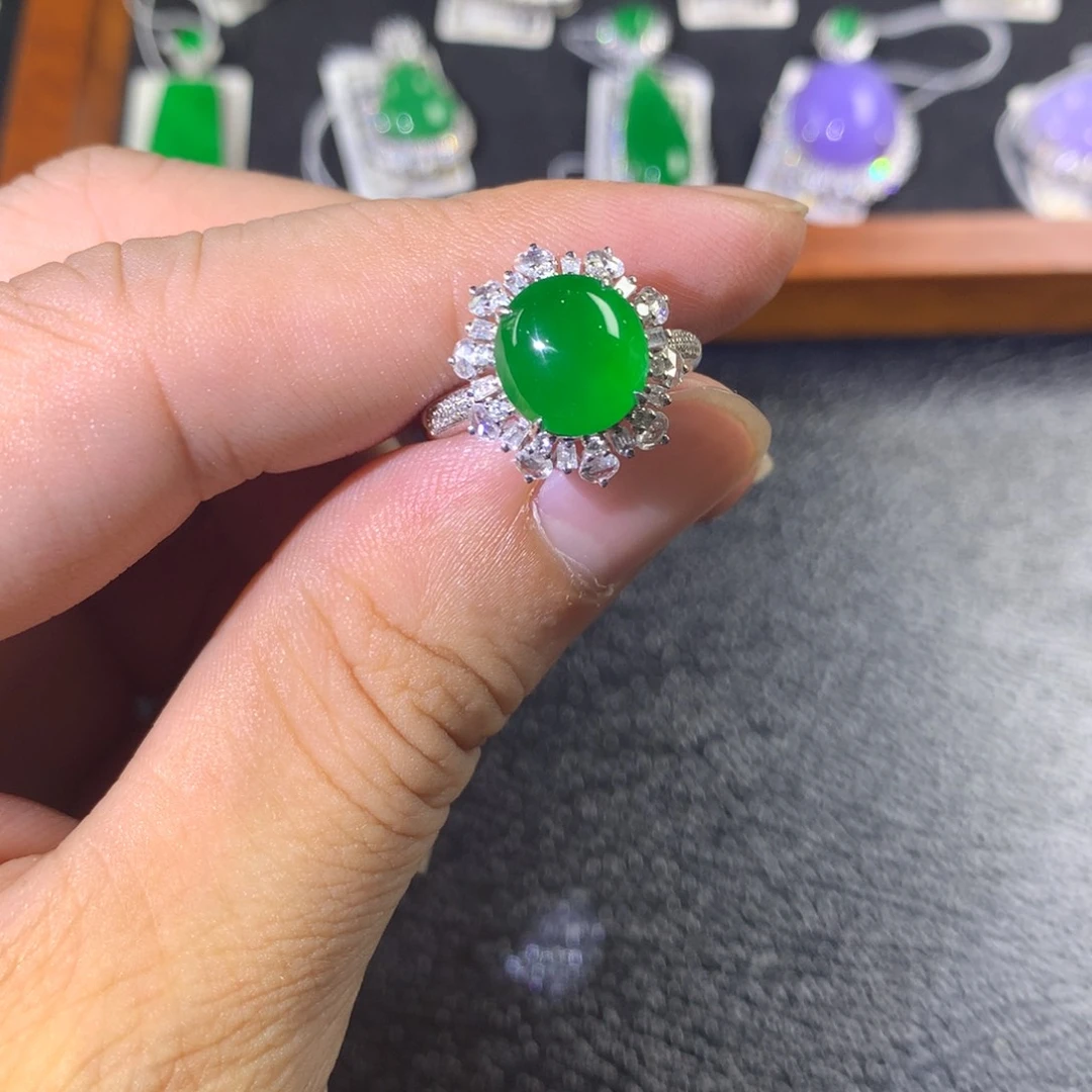 翡翠18K金镶嵌戒指两用款