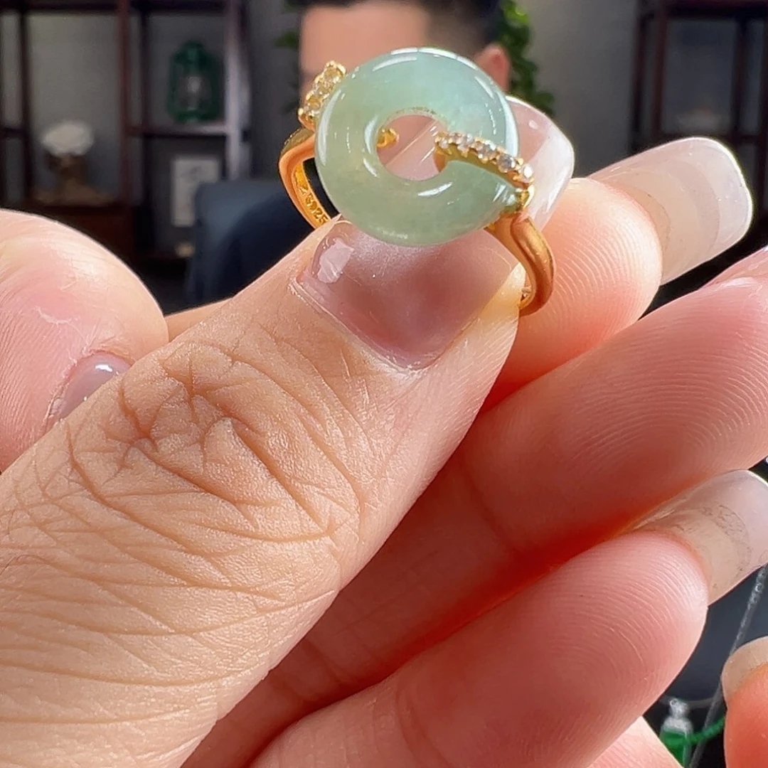 翡翠戒指银S925镶嵌戒指8