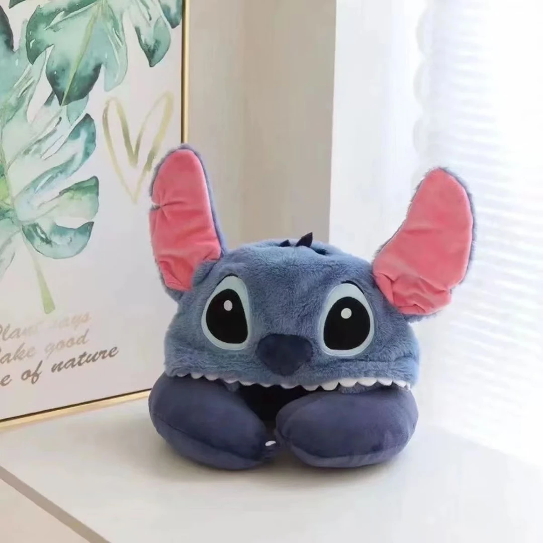 可爱卡通毛怪大眼仔连帽U型护颈枕午睡枕头旅行飞机带帽子u枕女