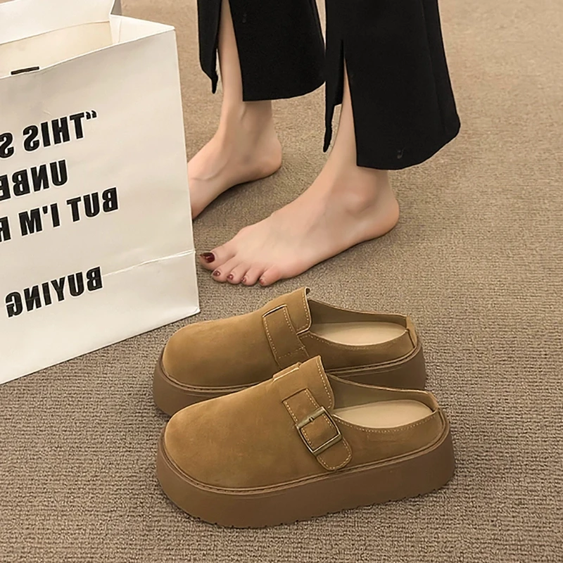厚底勃肯鞋半拖鞋女夏外穿2025新款百搭时尚包头拖凉拖鞋P8501