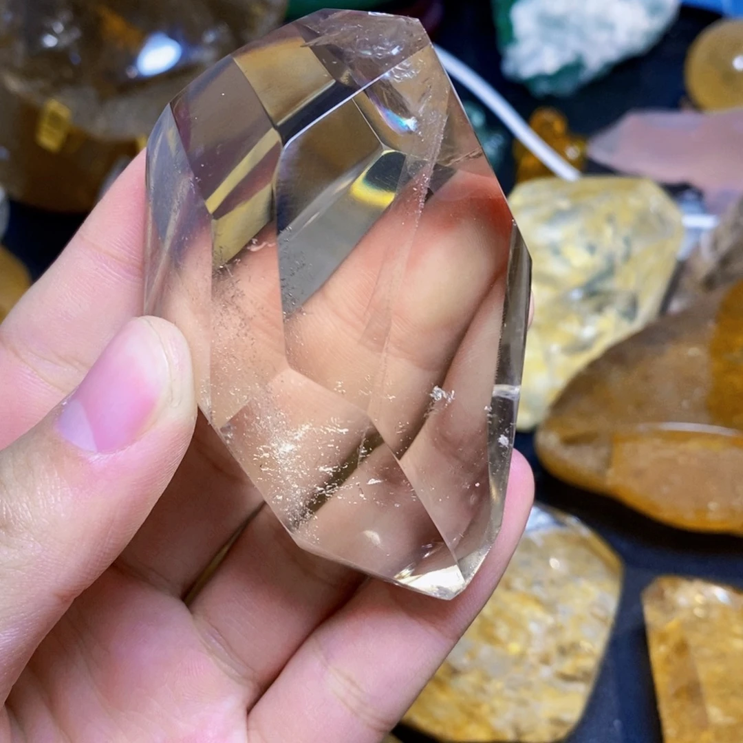水晶天然彩虹茶水晶随形未镶嵌