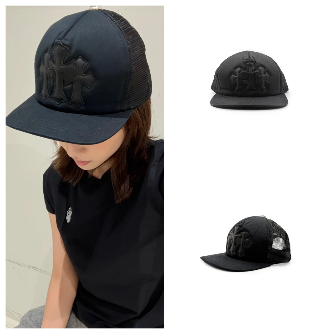 Chrome Hearts 克罗心 黑色三十字贴皮棒球帽 帽子