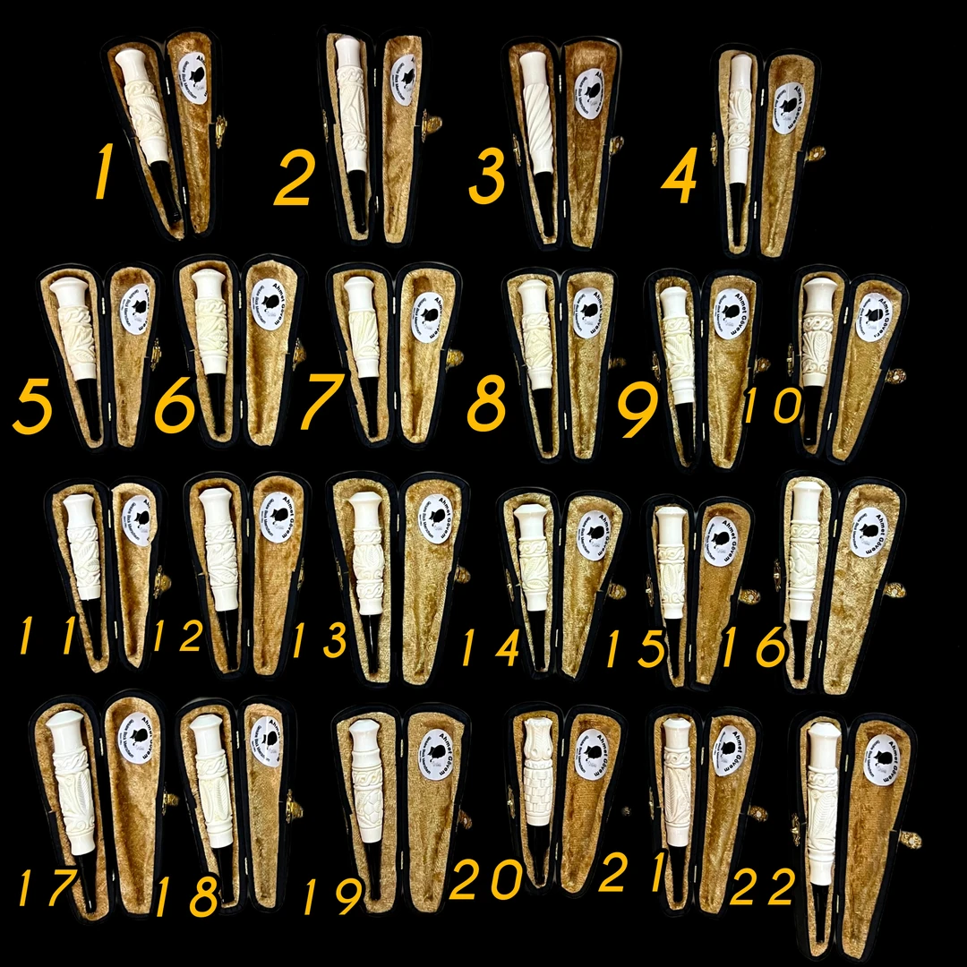 土耳其海泡石烟嘴 原石雪花料精雕镂空花篮编透雕带盒全尺寸包邮