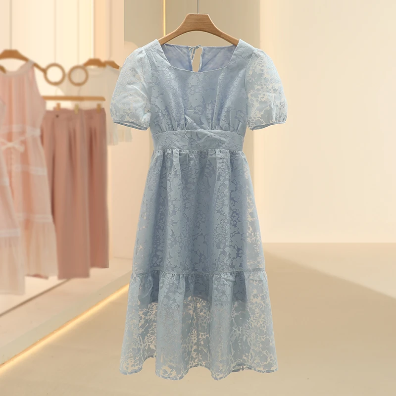 【ka】轻盈短袖收腰连衣裙气质仙女长裙2025夏季新款专柜撤柜女装