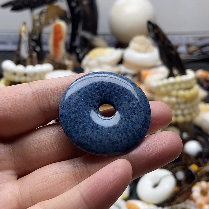 非金属贝壳贝雅轩工艺品蓝色平安扣