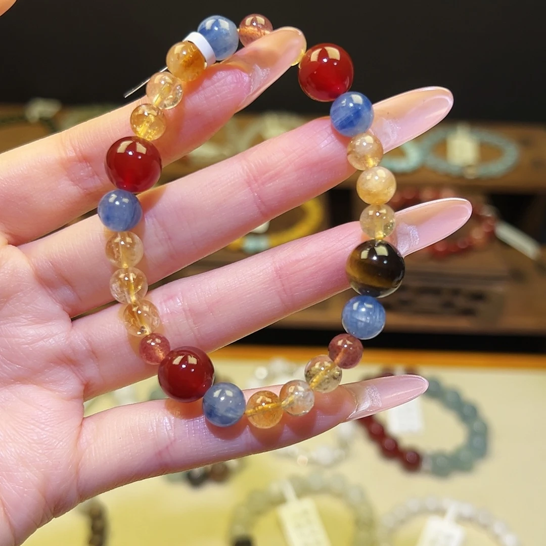 手串水晶银S925镀金镶嵌红蓝1583