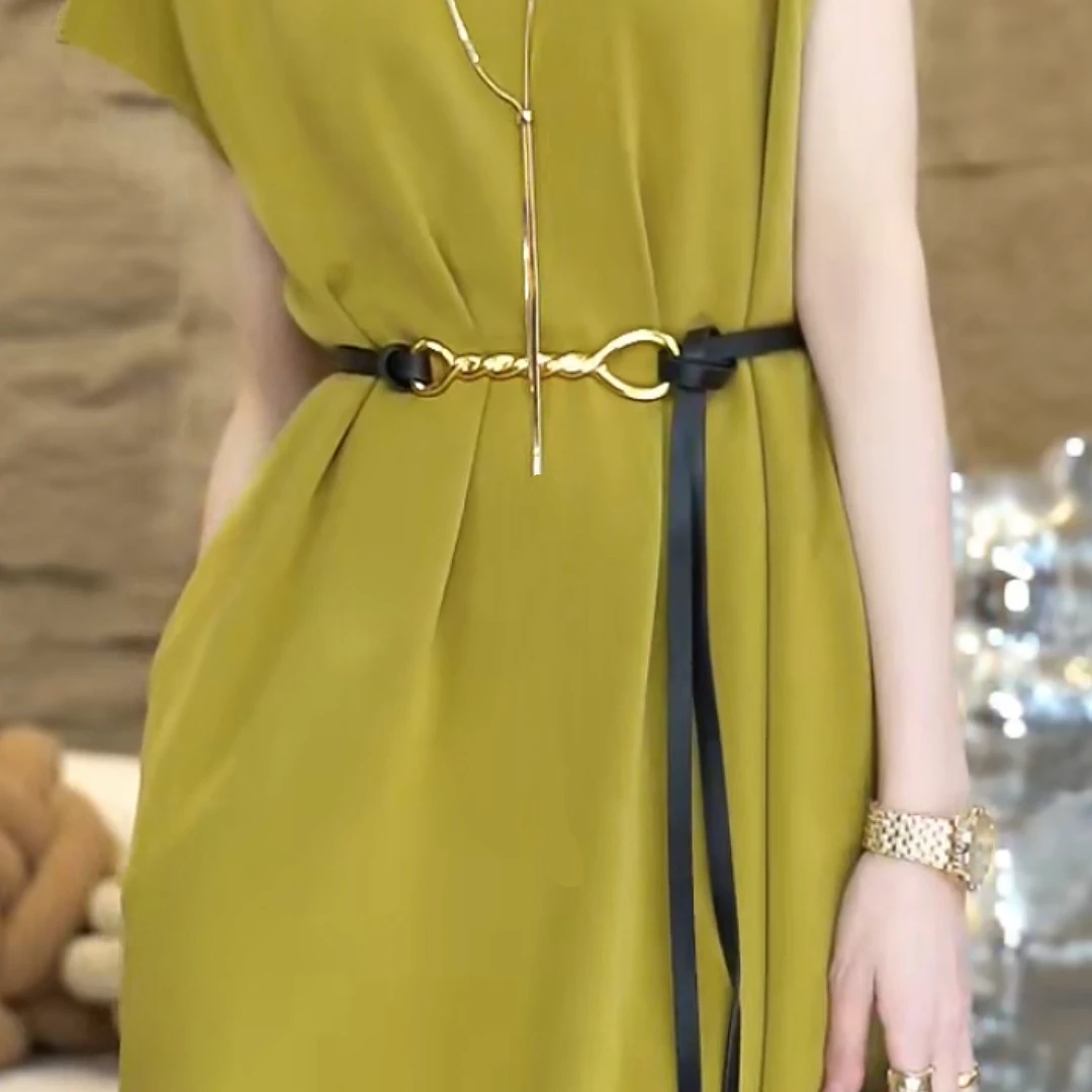 新款软皮绳腰绳女夏季配裙子时尚装饰百搭可调节长款流苏腰带7220