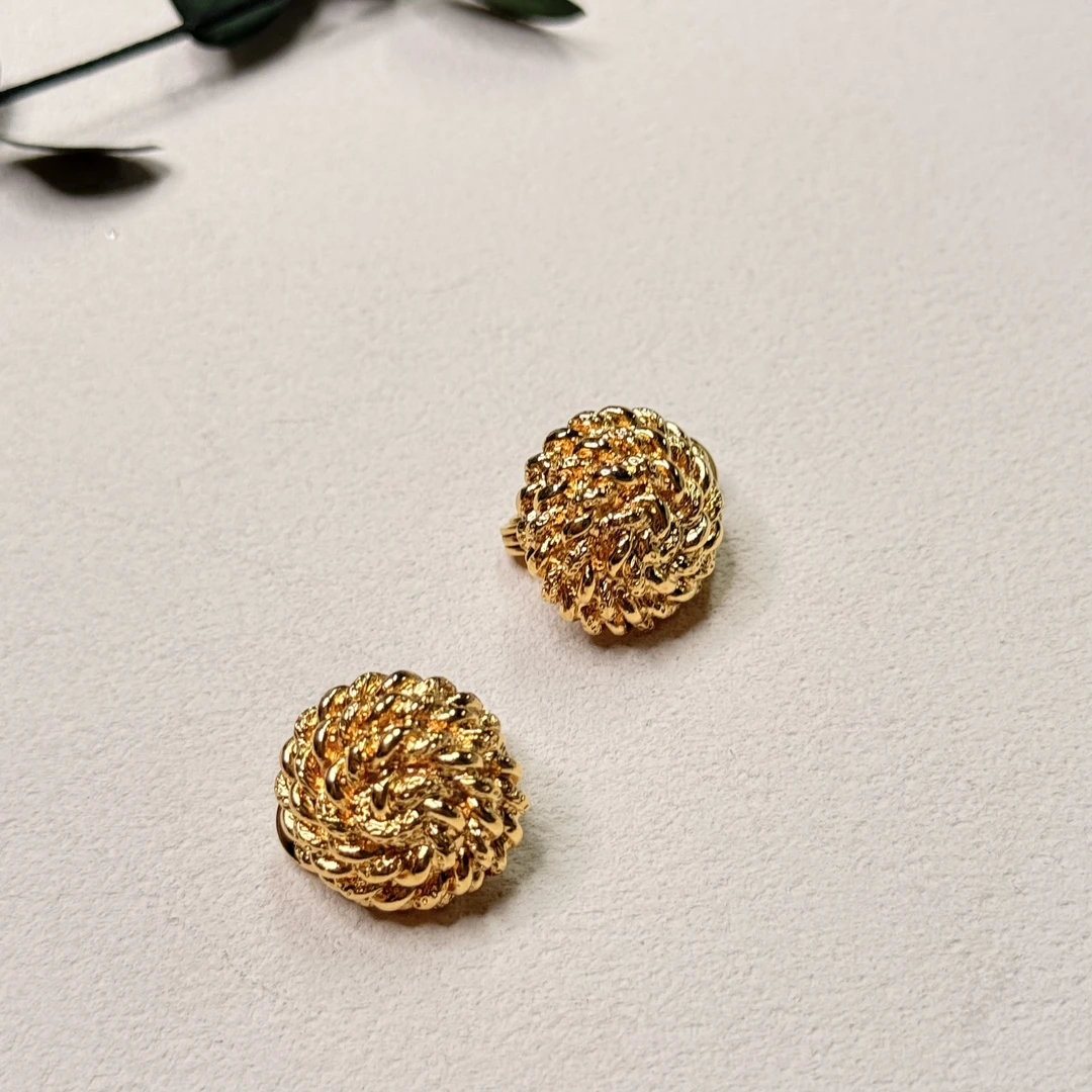 铜合金耳饰 【六六中古】孤品复古耳夹ap7069