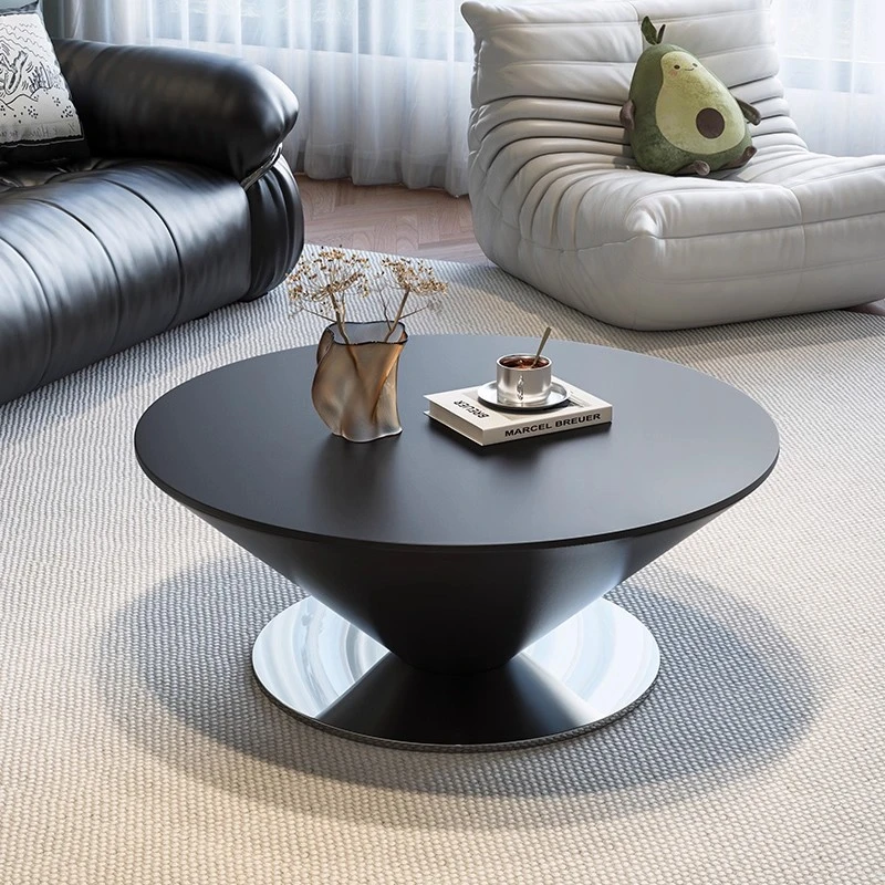 奶油风悬浮飞碟茶几岩板客厅家用小户型2025艺术高级感圆形茶几桌