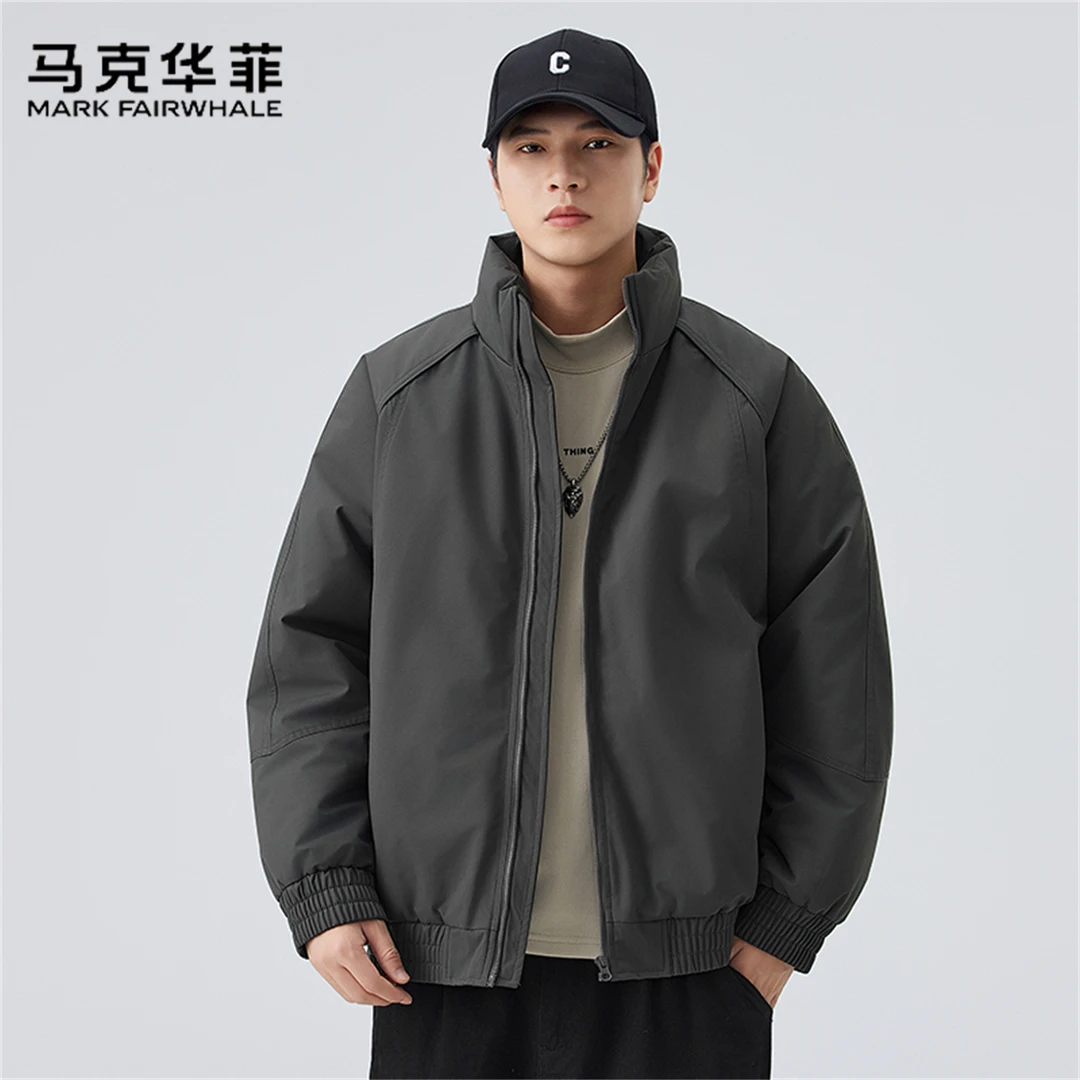 马克华菲美式立领棉服男秋冬季cleanfit纯色棉衣夹克保暖加厚外套