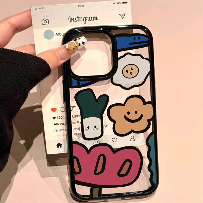 趣味卡通花适用iphone16手机壳苹果15promax新款14女13套12透明11