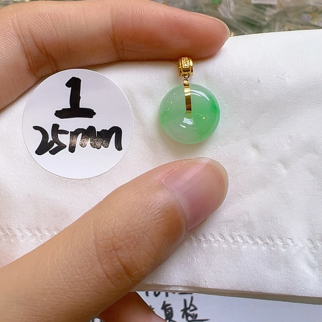 翡翠18K金镶嵌吊坠(不含链)翡翠