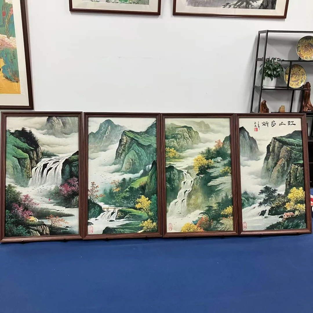 33*53竖幅-四季江山多娇四条屏+/张涛（带框）