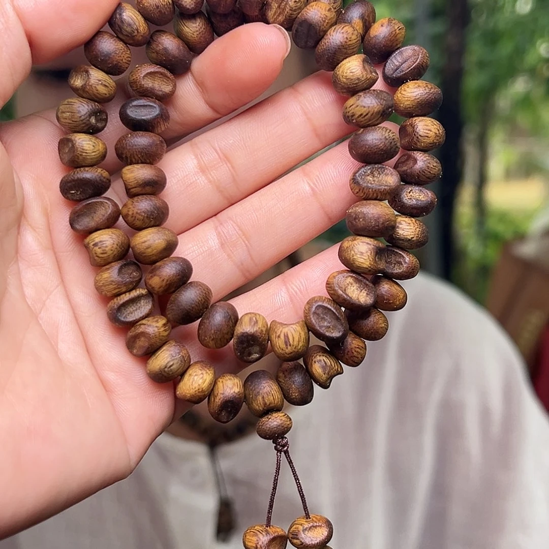 沉香手串海南老白奇金丝黄红油天然虫漏开口笑双圈多样性发一1.0
