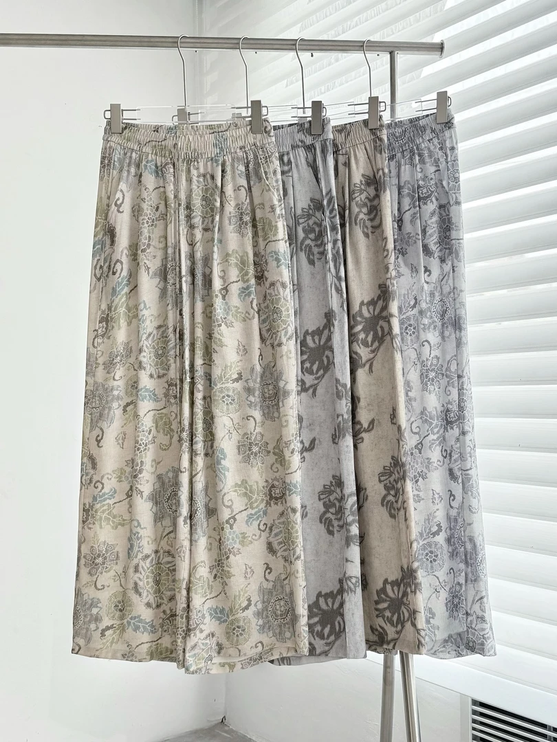 NE2025夏季波西米亚风的亚麻混纺阔腿裤9397W