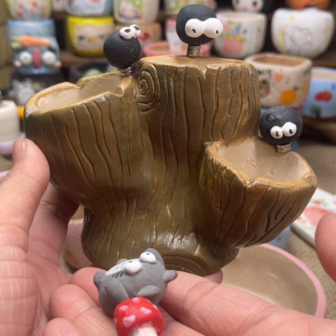 红陶503树桩摆件龙猫现货