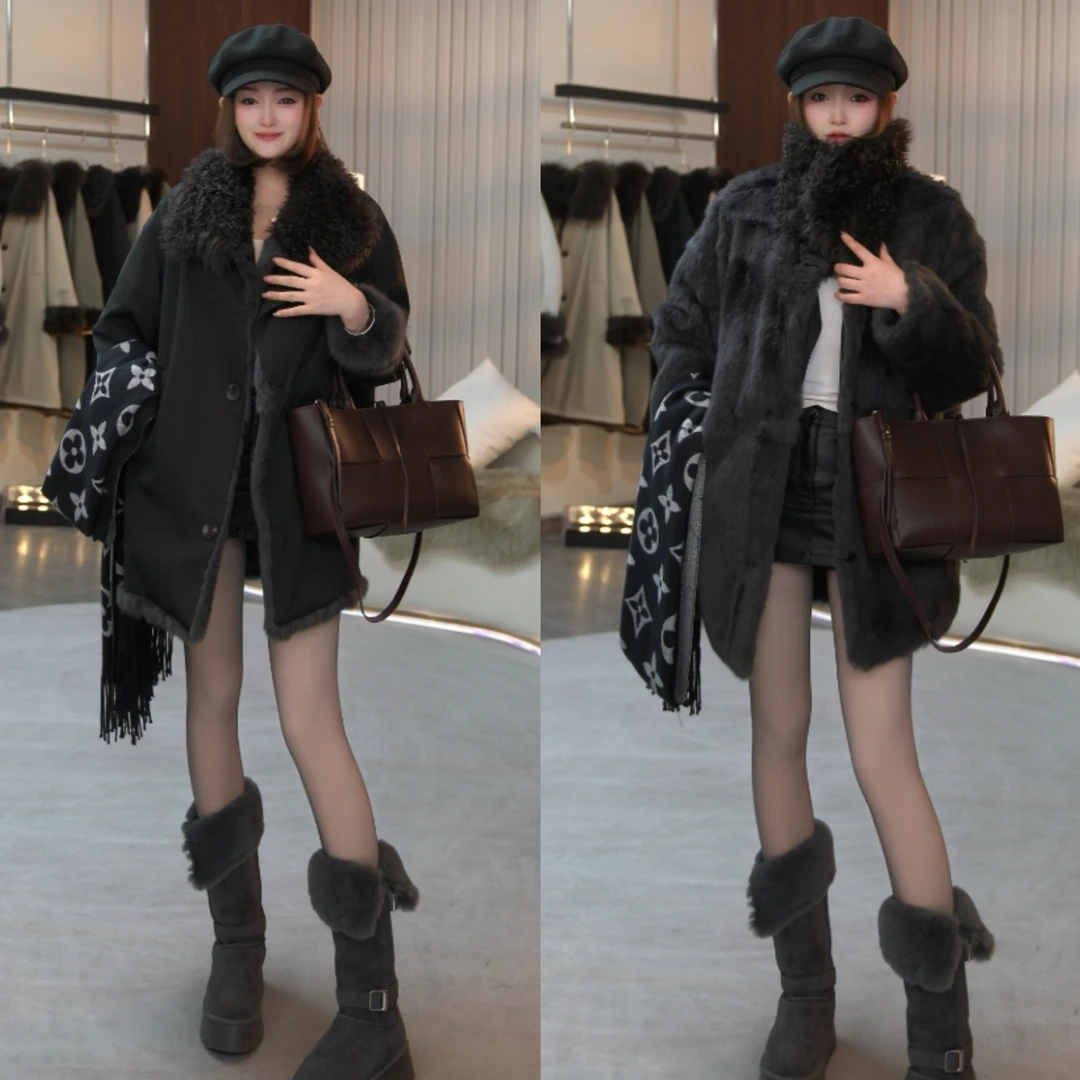 【醉天使】2025新款双面皮草大衣皮毛一体中长款时尚潮流女士百搭