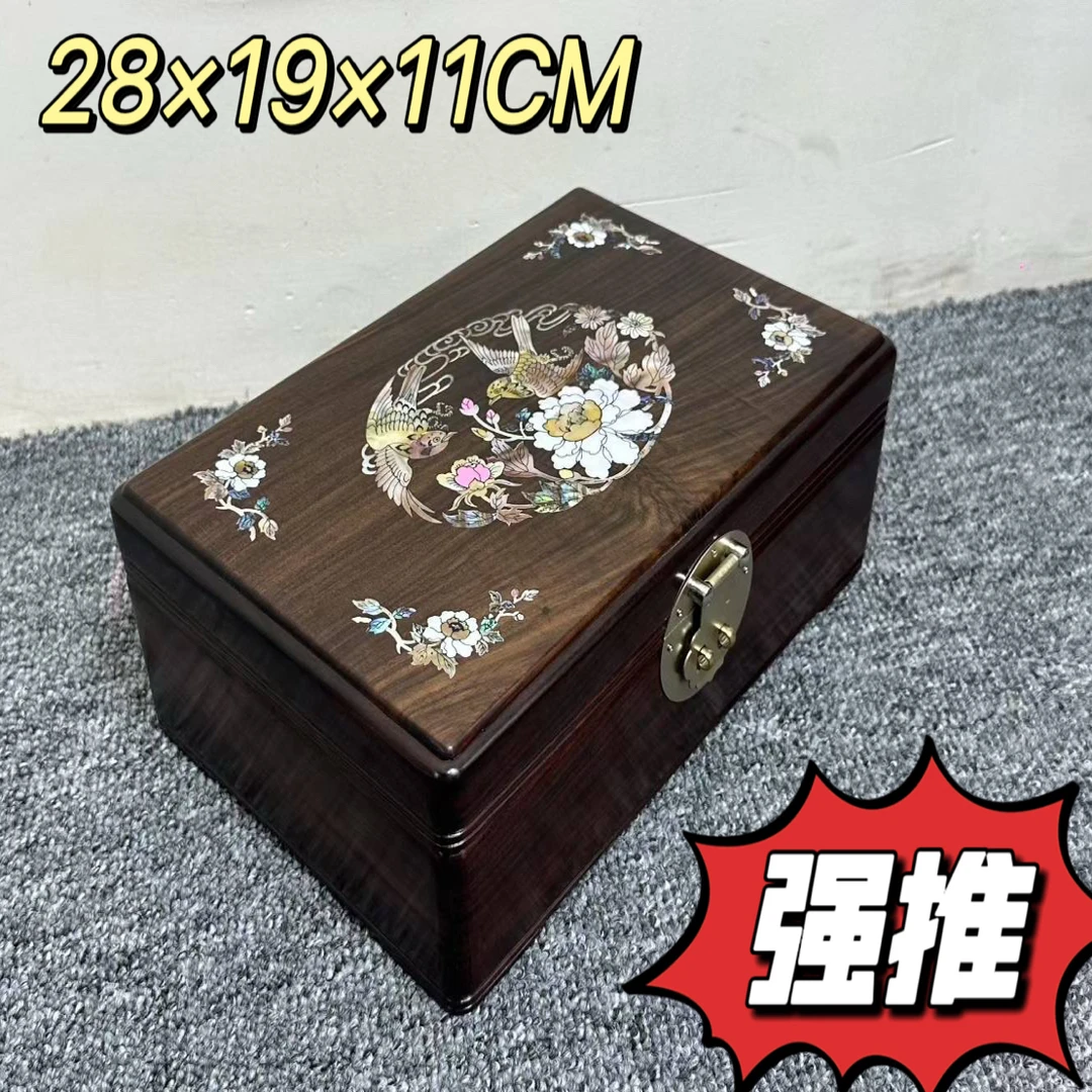 首饰盒/箱 大红酸枝嵌非遗螺钿工艺天地盖首饰盒精致螺钿首饰盒