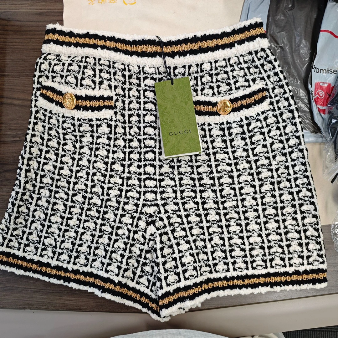 95新 GUCCI/古驰 黑白金短裙s码/250908VLY1E02