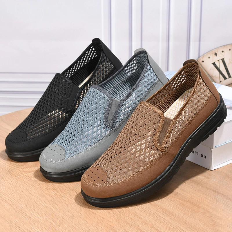 【38-44】新款夏季男休闲鞋老北京布鞋网鞋透气防滑鞋爸爸鞋