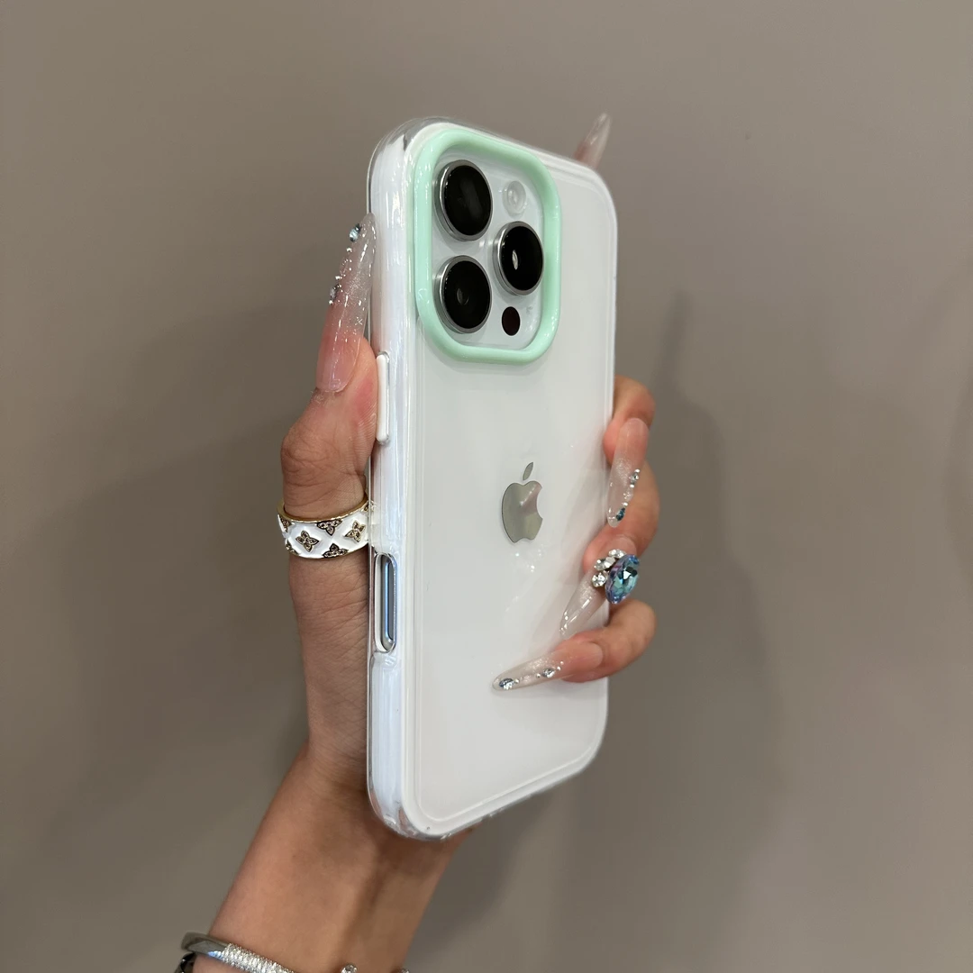 高颜值撞色果冻适用iPhone16promax手机壳苹果14简约15pro女1312