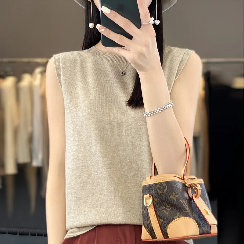 无袖背心圆领精仿上衣内搭D613