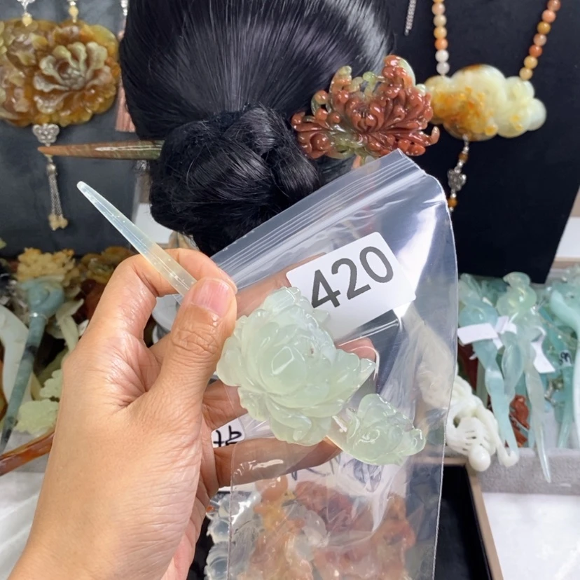 【闪购商品】岫玉发饰未镶嵌铿***?