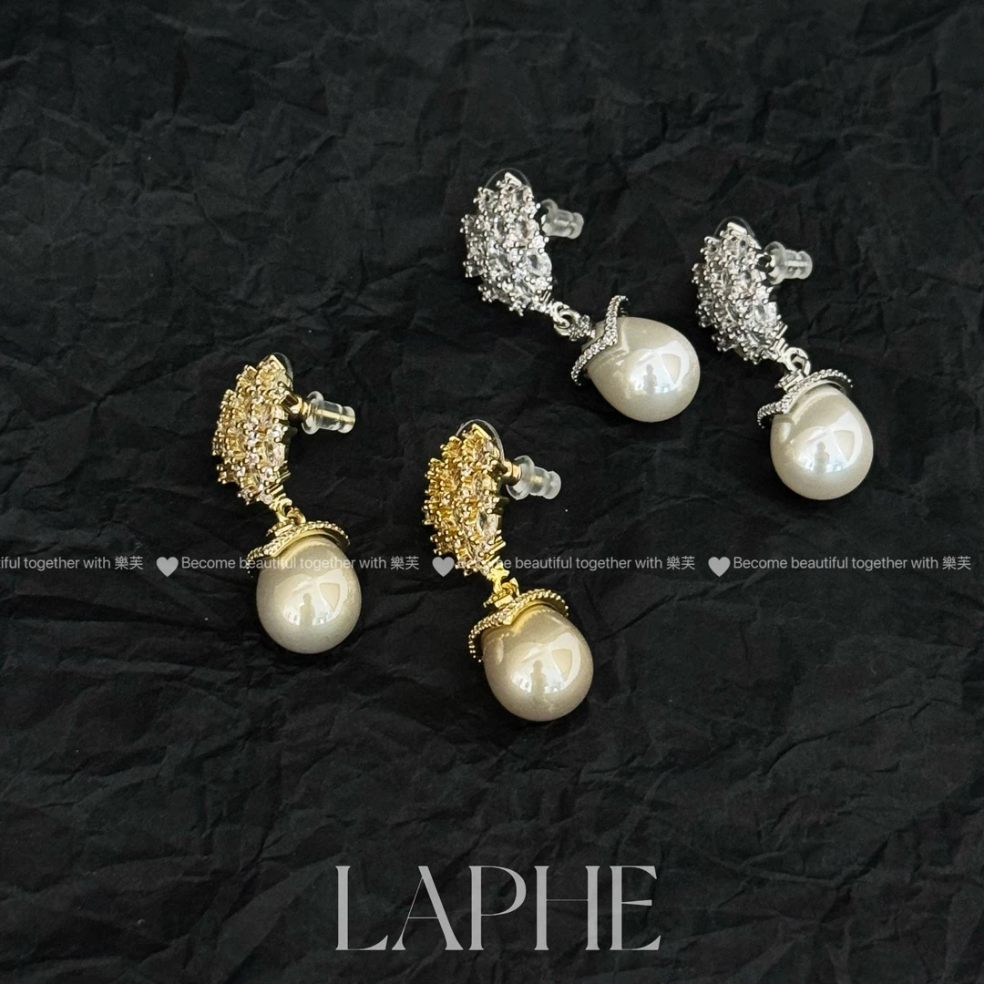 合金仿珍珠耳饰 LAPHE 法式港风气质轻奢珍珠耳坠复古高级感耳环
