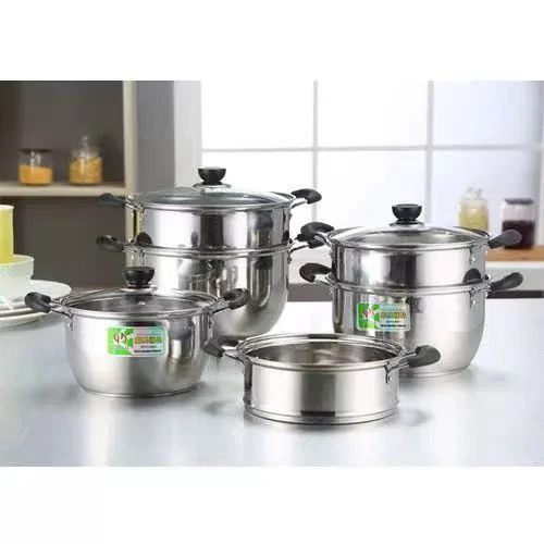 渤轩丽加厚复底煮粥汤锅双层蒸锅单人两人锅燃气燃气炉电磁炉通用