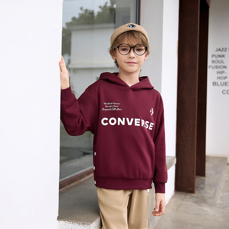 Converse匡威儿童童装卫衣男童2025冬季复古学院风保暖打底衫J608