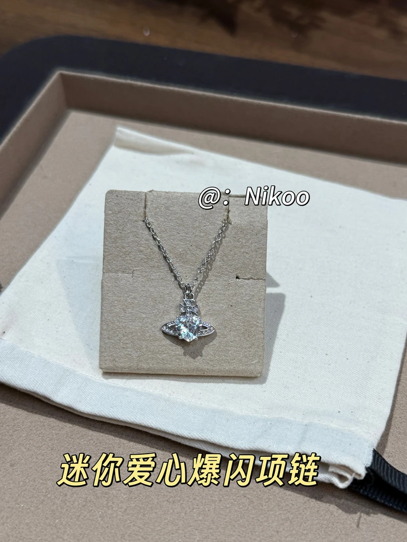 铜合金锆石项链 【mini爱心满锆项链】土星项链迷你轻奢时尚