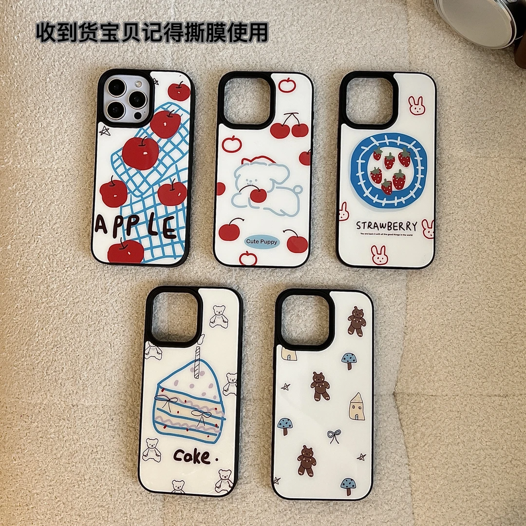 韩系简约亚克力苹果16手机壳14promax防摔15适用iPhone13个性情侣