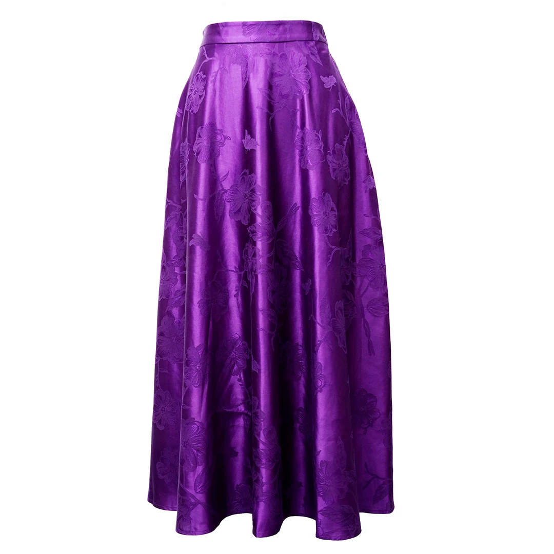 元始华风香云纱白厂丝紫色重缎半裙-XD-WB2505165