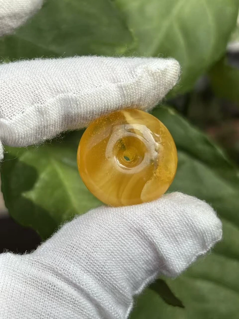 2020天然蜜蜡琥珀妖花金沙平安扣22.8x11.6mm